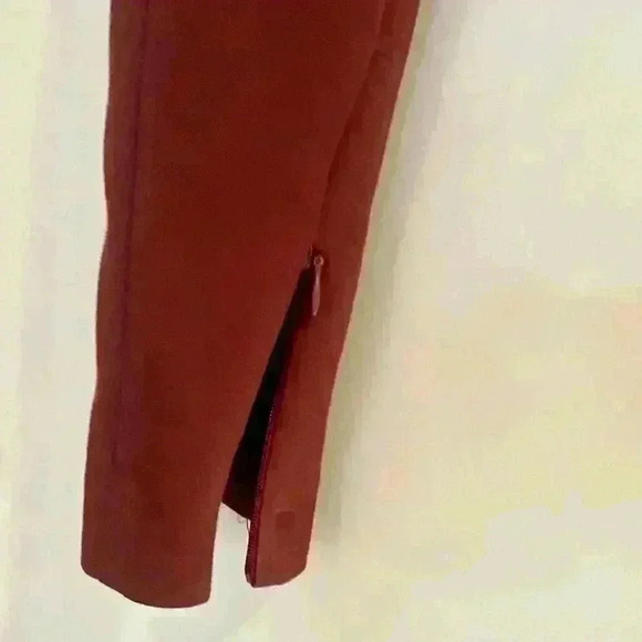 MANGO Burgundy Skinny Pants w/ Stitching and Zip Ankle Detailing - Picture 10 of 16